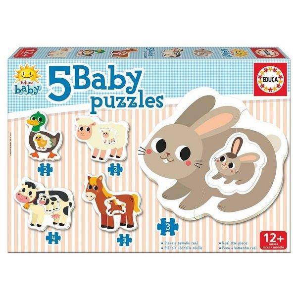 Educa 5in1 baby puzzle - Állatok kicsinyeikkel
