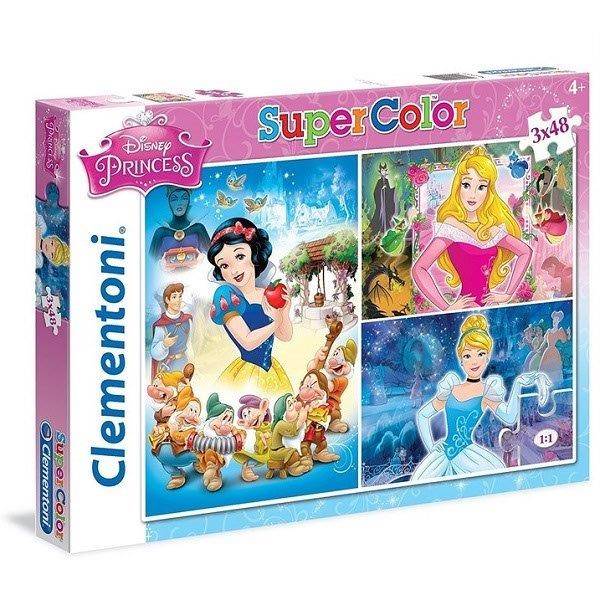 Disney hercegnők puzzle 3 x 48 darabos Supercolor