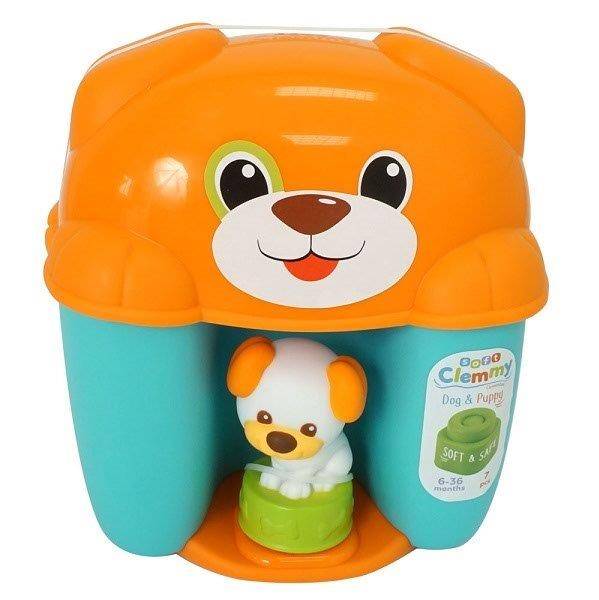 Clemmy Soft puha kockák 7 db-os Építőjáték kutyusos tárolóban