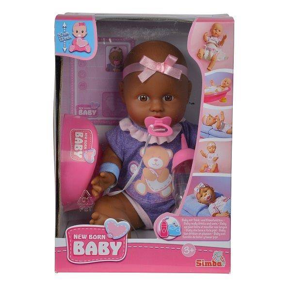 New Born Baby barna bőrű lány pisilős baba bilivel