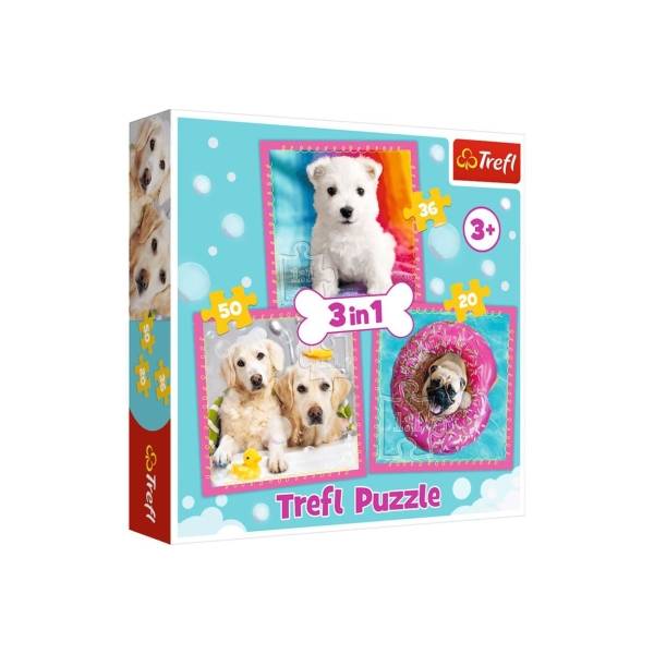Kutyás puzzle 3 az 1-ben - Aranyos kutyusok