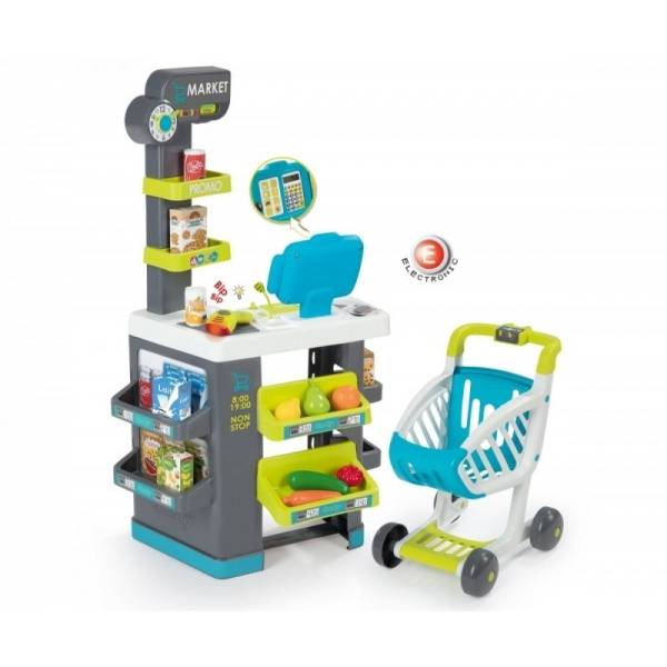 Smoby City Market bevásárlóközpont játékszett elektronikus pénztárgéppel