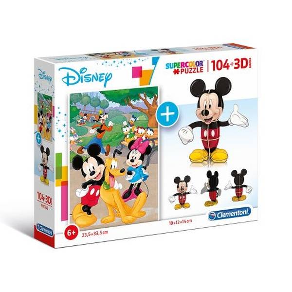 Mickey egér puzzle 104 db-os - Mickey 3D figurával