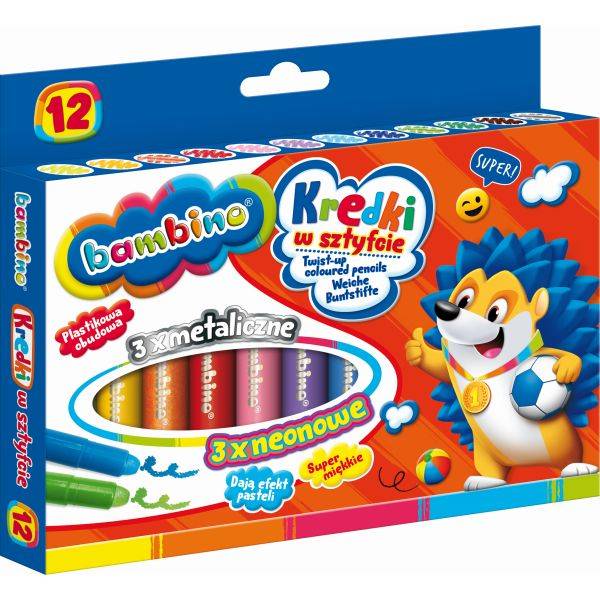 Bambino 12 színű zsírkréta készlet csavarozható