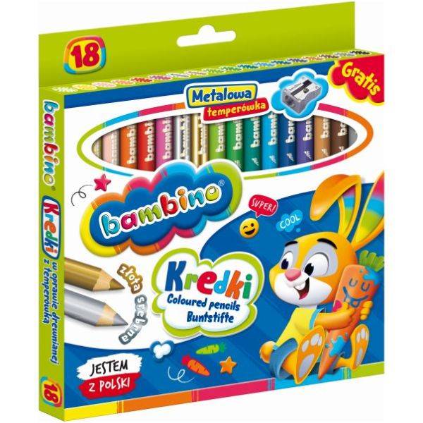 Bambino 18 db-os vastag színes ceruza készlet hegyezővel