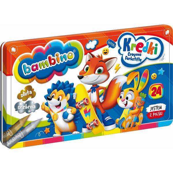 Bambino 24 db-os zsírkréta készlet fém dobozban