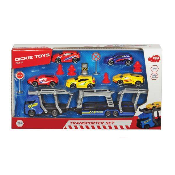 Dickie Transporter Set – Kék autószállító kamion 5 kisautóval