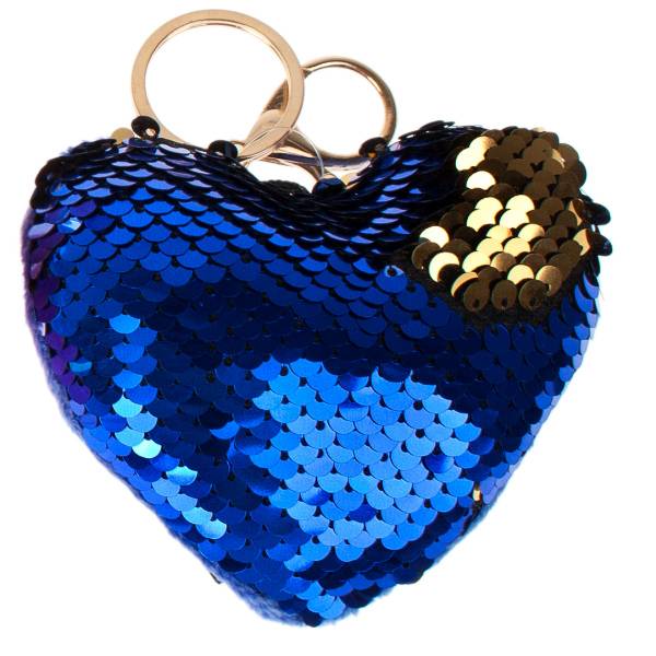Flitteres kulcstartó szív alakú – kék