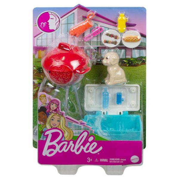 Barbie kerti játékszett kisállattal – Grillsütő kiskutyával