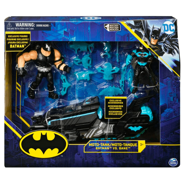 Batman akciófigura 10 cm – Batman vs Bane batmotorral