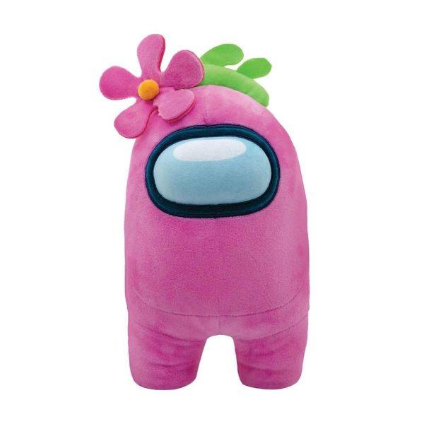 Among Us plüss figura 25 cm – rózsaszín, virággal