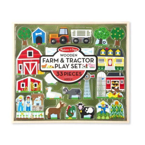 Melissa & Doug fa építőjáték – Farm szett traktorral és figurákkal