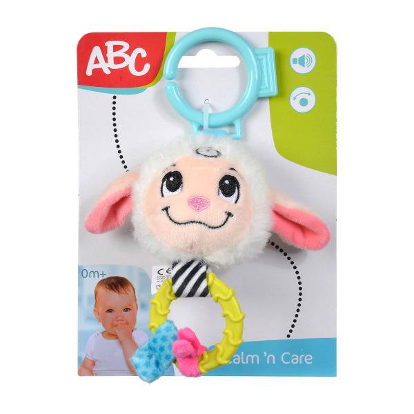 ABC Baby függeszthető plüss csörgő és rágóka – bárány