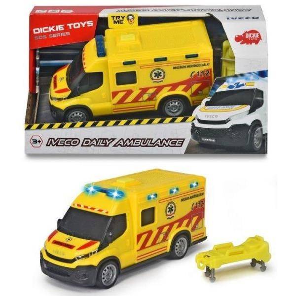 Dickie SOS IVECO sárga mentőautó fénnyel és hanggal