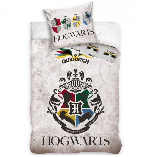 Harry Potter ágyneműhuzat – Roxforti házak (fehér márványos)