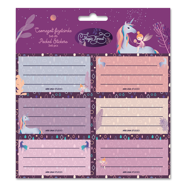Ars Una unikornisos füzetcímke 3×6 db-os – Magic Forest