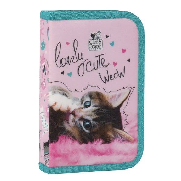 Cleo és Frank cicás kihajtható tolltartó felszerelt - Cat MeoW