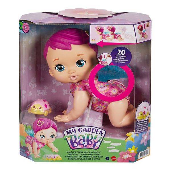 My Garden Baby – Édi-bébi kúszó-mászó pillangó baba – pink
