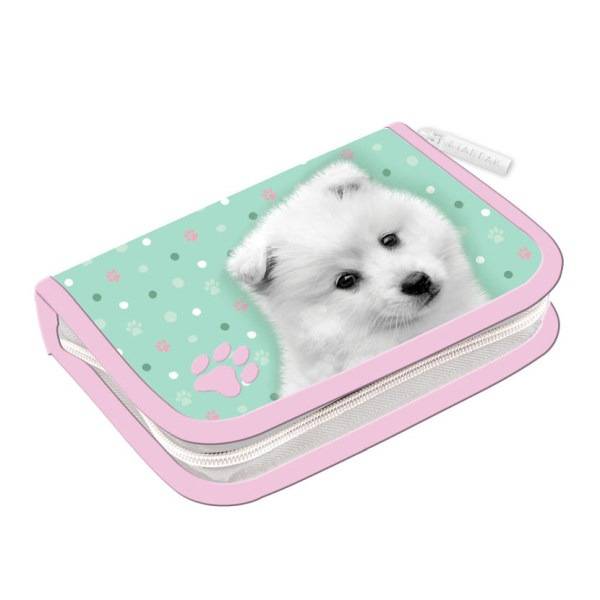 Kutyás kihajtható felszerelt tolltartó – Türkiz