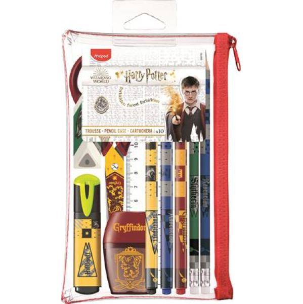 Harry Potter átlátszó tolltartó írószerekkel