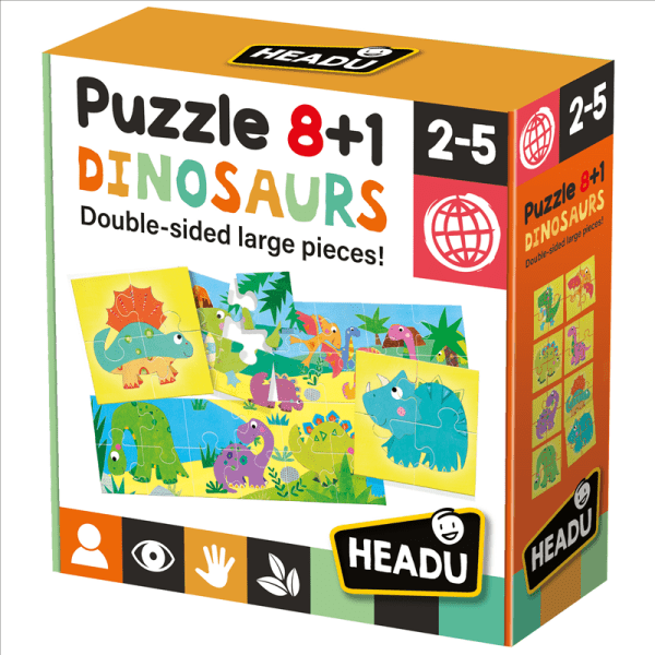Headu 8+1 puzzle kétoldalú – Dinoszaurusz