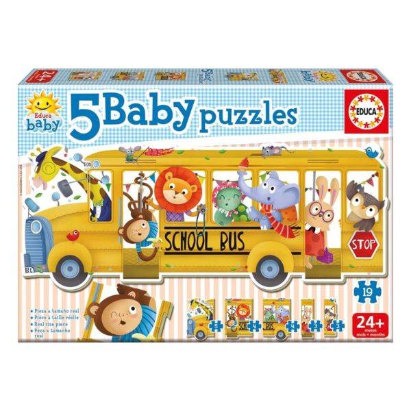 Educa 5in1 baby puzzle – Iskolabusz állatokkal