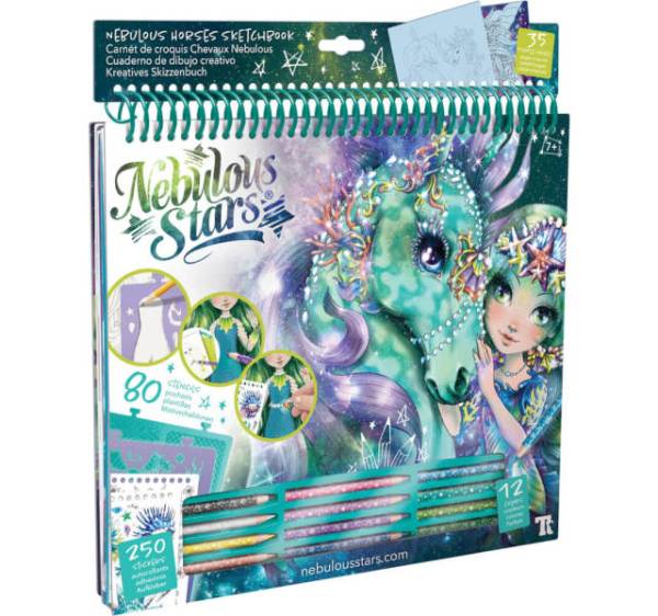 Nebulous Stars kreatív vázlatfüzet – Fantasy lovak – zöld