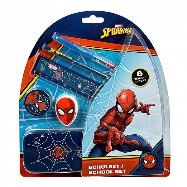 Spiderman írószerkészlet tolltartóval 6 db-os
