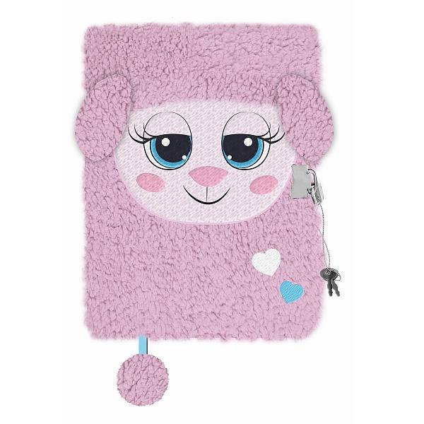 Szőrmés napló lakattal A5 - Pink bárány