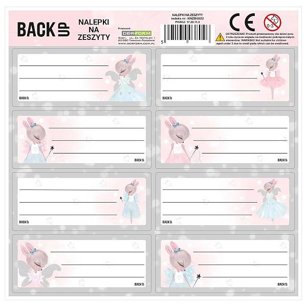 BackUp Nyuszis füzetcímke 8 db-os többféle