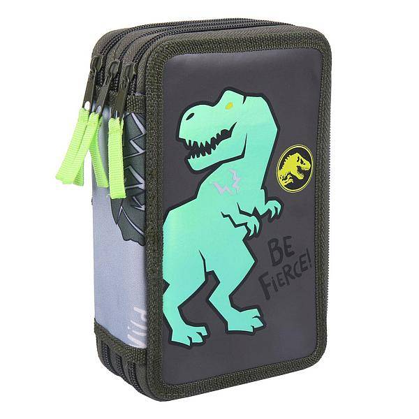 Jurassic World dinoszauruszos felszerelt 3 emeletes tolltartó