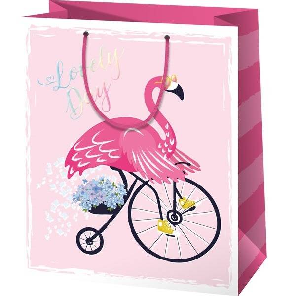 Flamingós exkluzív ajándéktasak – közepes