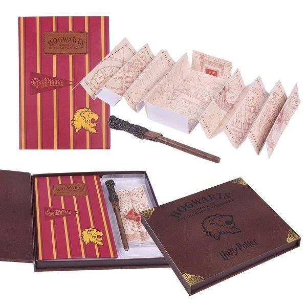 Harry Potter ajándékszett naplóval, varázspálca tollal és Tekergők térképével