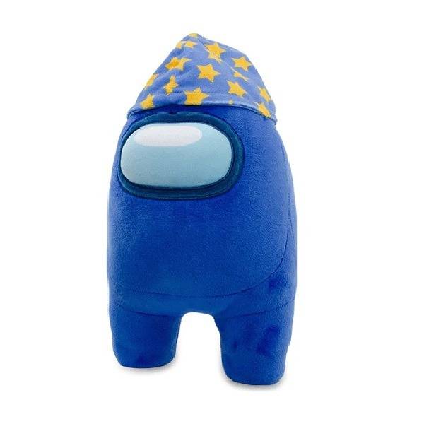 Among Us plüss figura 25 cm – kék, varázsló sapkával