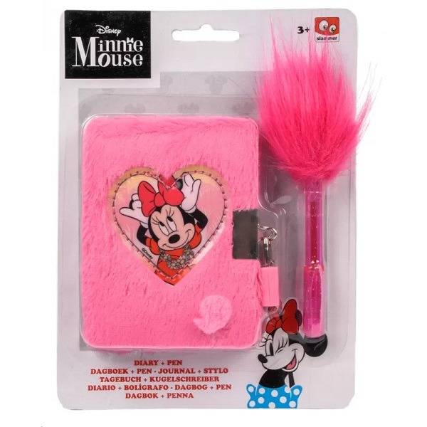 Minnie plüss napló lakattal és pomponos tollal