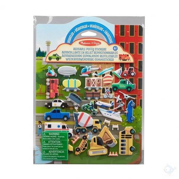 Melissa & Doug újraragasztható pufi matrica készlet – járművek