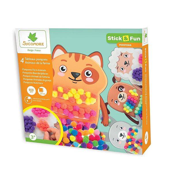 Sycomore Stick&Fun Pompon Farm Állatok – kreatív készlet