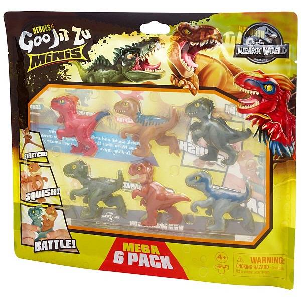 Goo Jit Zu Jurassic World nyújtható dinoszaurusz mini figurák – 6 db- os szett