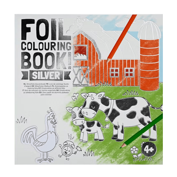 Fóliás kifestőkönyv gyerekeknek – ezüst – farm