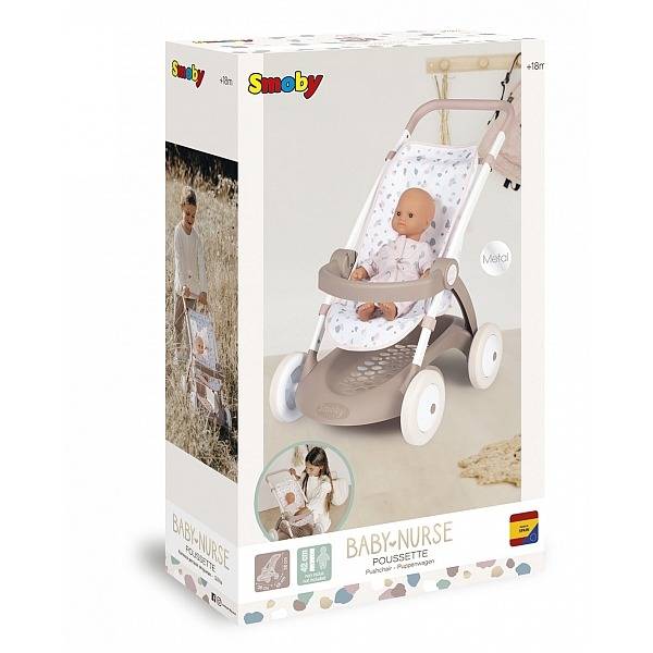 Smoby Baby Nurse játék babakocsi kosárral – pasztell