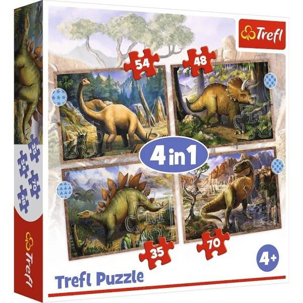 Trefl Dínós puzzle 4 az 1-ben – Érdekes dinoszauruszok