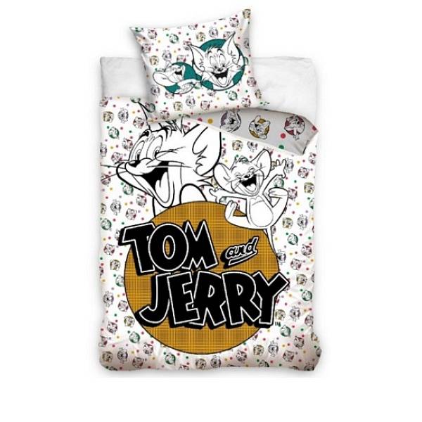 Tom és Jerry ágyneműhuzat szett 140×200 cm – Fehér-sárga