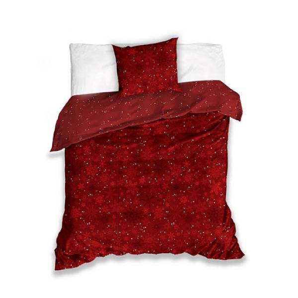 Karácsonyi mintás ágyneműhuzat szett – Hópelyhek (piros)