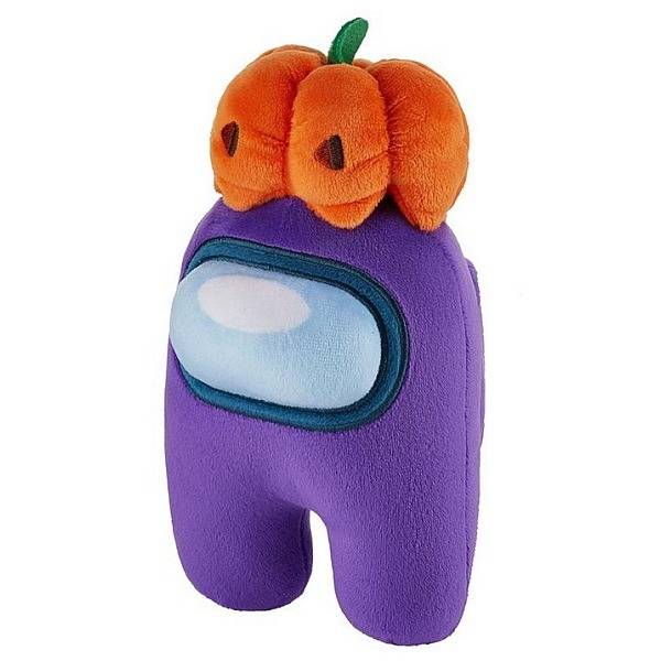 Among Us plüss figura 20 cm – lila, sütőtök sapkában
