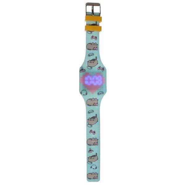 Pusheen cica szilikon LED karóra - világoskék