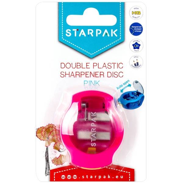 Starpak műanyag tartályos dupla hegyező DISC - pink