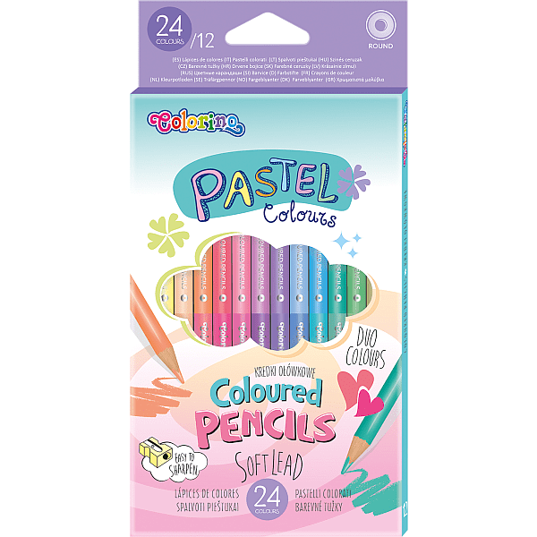 Colorino kétvégű, 24 színű színes ceruza készlet - Pasztell