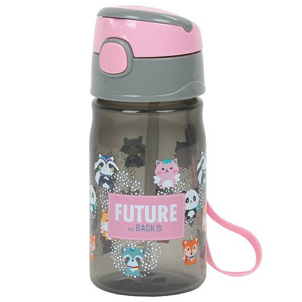 Szívószálas műanyag kulacs 330 ml - Animals