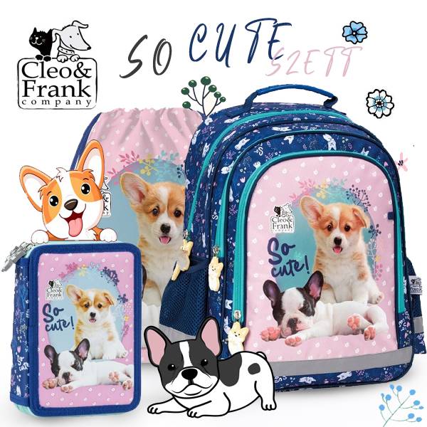 Cleo és Frank kutyás iskolatáska hátizsák SZETT – So Cute