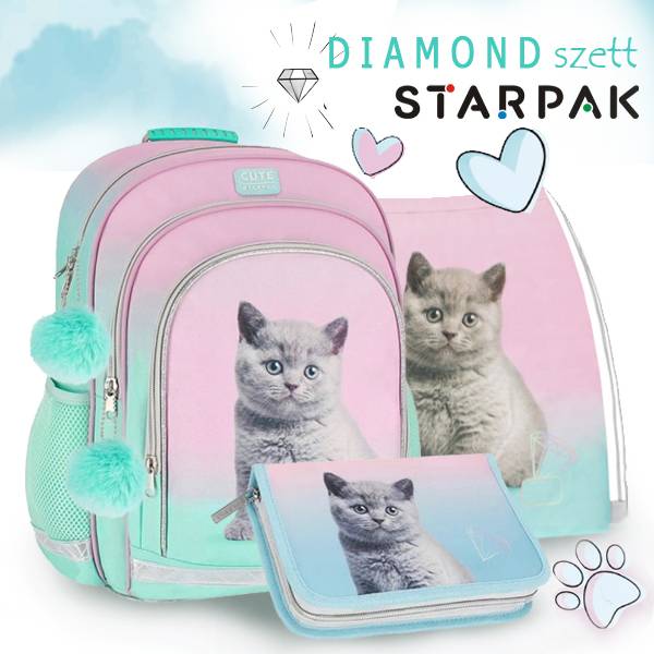 Cicás iskolatáska hátizsák szett DIAMOND - Starpak